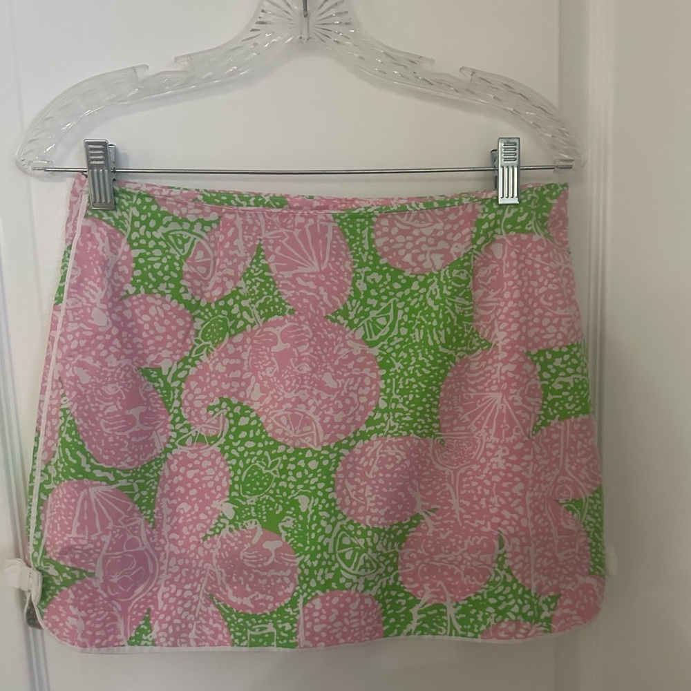 Lilly Pulitzer Pink and Green A-Line Mini Skirt Resort Wear